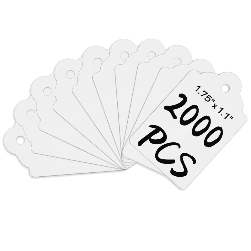 FEMELI 2000 Pcs White Blank Paper Price Tags - 1.75 x 1.1 Inches Unstrung Marking Tags for Clothes, Shoes, Jewelry - Image 1